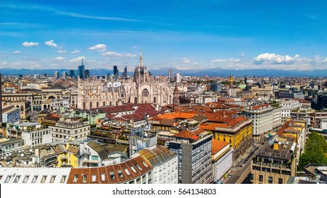 High dynamic range (HDR) Aerial view of the city of Milan, Italy