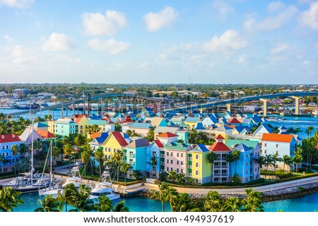 High dynamic range (HDR) Aerial view of the city of Nassau, USA