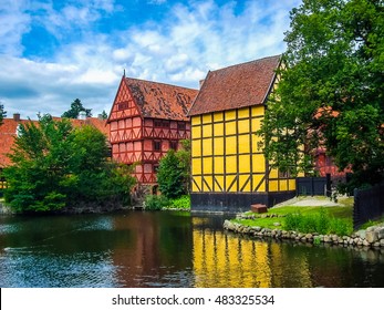 High dynamic range (HDR) Ancient wooden house in the Old Town in Aarhus, Denmark