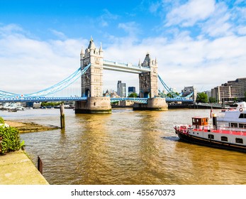 High dynamic range HDR Tower Bridge on River Thames London UK