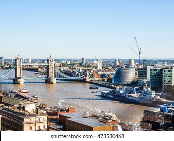 High dynamic range HDR Tower Bridge on River Thames London UK