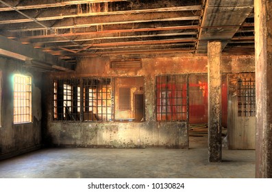  High Dynamic Range Image of a Burned Out Cell Block of an Abandoned Penitentiary