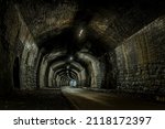 A high dynamic range image captured inside the disused Cressbrook Tunnel on the Monsal Trail. 