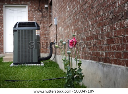 High efficiency modern AC-heater unit, energy save solution on backyard
