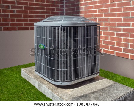 High efficiency modern AC-heater units, energy save solution-horizontal, outside an apartment complex