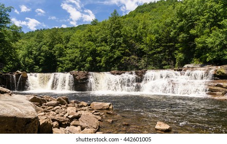 High Falls of Cheat waterfall on Shavers Fork is accessible via the train trip from Elkins WV