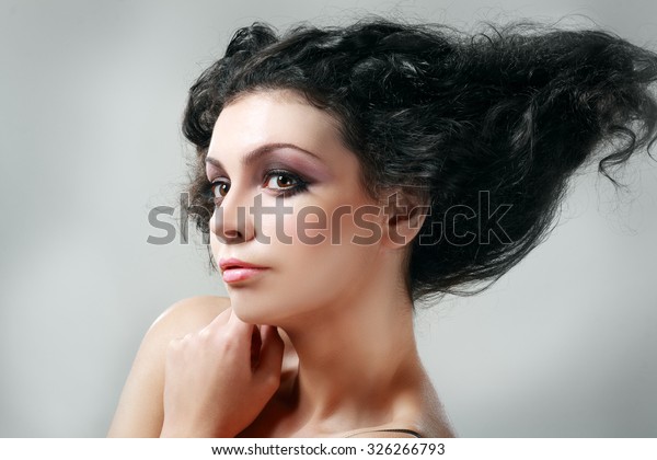 High Fashion Model Girl Updo Hairstyle Stock Photo Edit Now