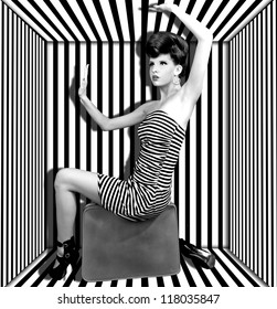High Fashion Woman With Stripes Boxed