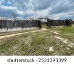 High Fence Around the Jim Bridger Historic Trading Post at Fort Bridger State Park in Wyoming.