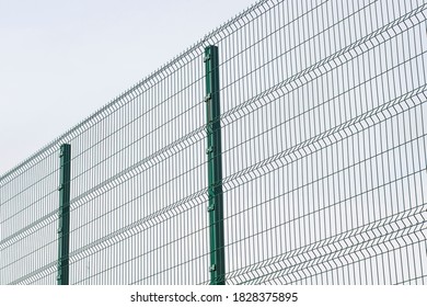 High Fence Made Of Steel Mesh, The Concept Of Property And Territory Protection, Fencing.