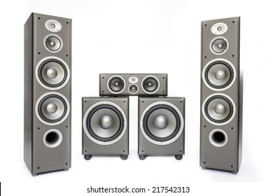 High fidelity audio surround system isolated on white