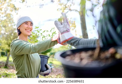 High five, gardening and team on a farm or park and celebrating plant growth for sustainability in the environment. Volunteer, woman and people excited for community service and teamwork in a garden - Powered by Shutterstock