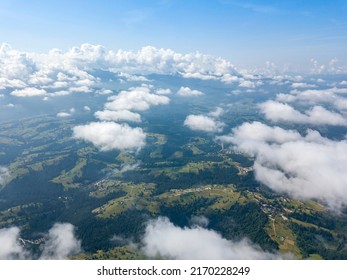 High flight in the mountains of the Ukrainian Carpathians. Aerial drone view. - Powered by Shutterstock