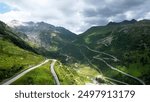 High green mountains of Swiss, Roads,fogy, beautiful, landscape, summer, Aerial Landscape, drone point of view, Aerial View, Drone Footage, Skyline ,Bird’s Eye View,4K Drone,Nature, Real Estate,Travel