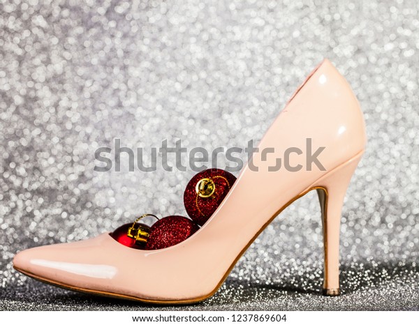 High Heel Shoes Christmas Decorations Closeup Stock Photo Edit