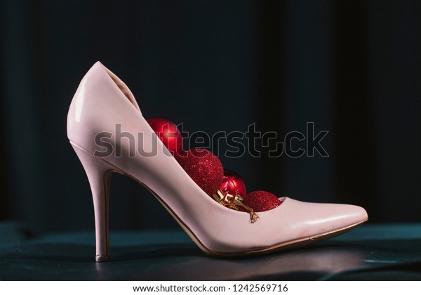 High Heel Shoes Christmas Decorations Closeup Stock Photo Edit
