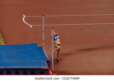 High Jump Female Athlete In Athletics Competition