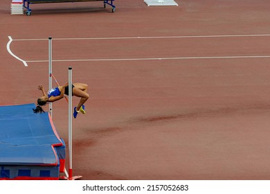 High Jump Female Athlete In Athletics Event