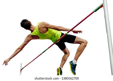 High Jump Male Athlete Successful Attempt Isolated