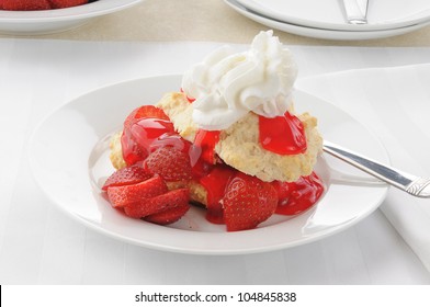 High key photo of a delicious strawberry shortcake