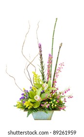  High Key Photograph Of A Highly Stylized, Exotic Flower Arrangement