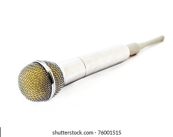 High Key Professional Microphone over white background with drop shadow