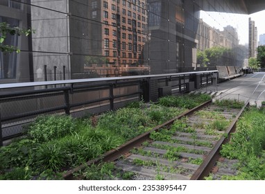 The High Line elevated linear park on a former Central Railroad railway tracks in New York, USA