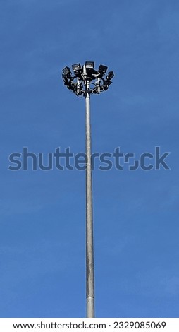 High mast light in blue Sky at high transportation for safety 