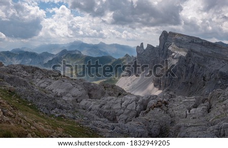 High mountain landscape at the summit of the table of the three kings in the Pyrenees of Navarra