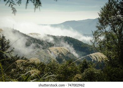 High mountain in mist and cloud