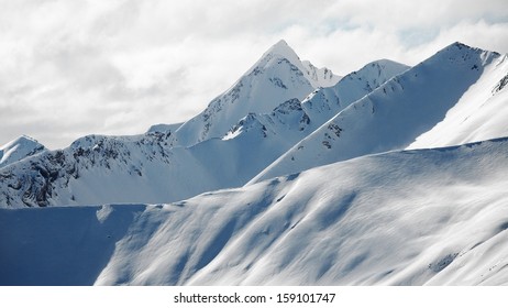 High mountain range in winter