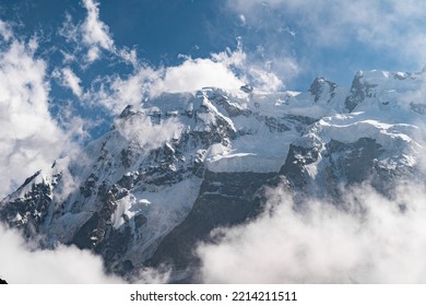 High mountains in the clouds.
