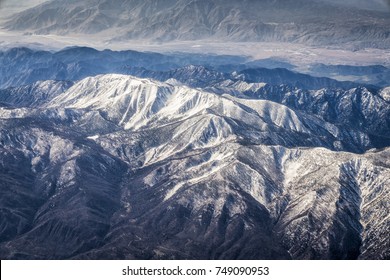 High Mountains Covered With Snow, Aerial View. California, United States. Mount San Antonio