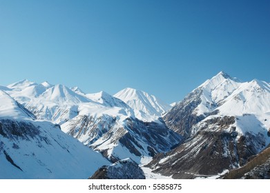 High mountains under snow in the winter