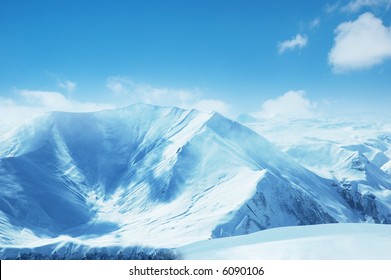 High mountains under snow in the winter - more similar photos in my portfolio - Powered by Shutterstock