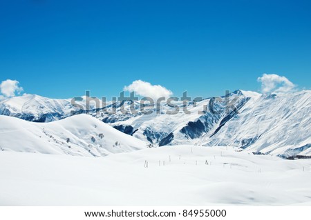 High mountains under snow in the winter