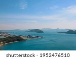 High point view for looking at the location of Sattahip Naval Base with clear sky and blue sea. Sea view and the island close to Sattahip Naval Base, Thailand.