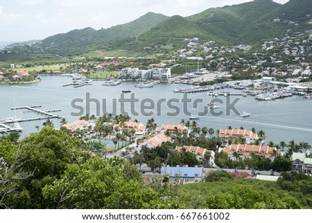 High point view of Simpson bay  St.maarten. view of beautiful houses and landmarks. 