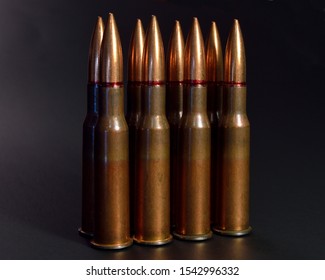 High Power Long Range Rifle Rounds On Black Background