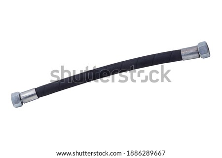 High pressure hydraulic hose isolated on white background. spare parts