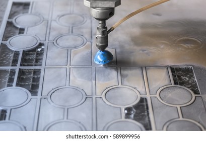 High Pressure Water Jet Cutting Metal Plate.