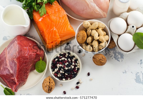 High protein food - fish,\
meat, poultry, nuts, eggs. Products goof for healthy hair. Space\
for text
