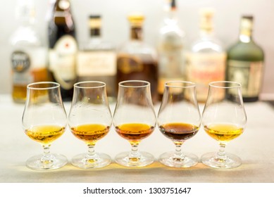 High Quality Caribbean Rum In Modern Glass For Tasting 