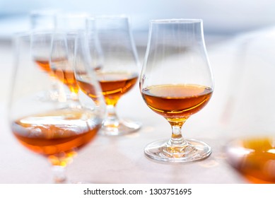 High Quality Caribbean Rum In Modern Glass For Tasting 