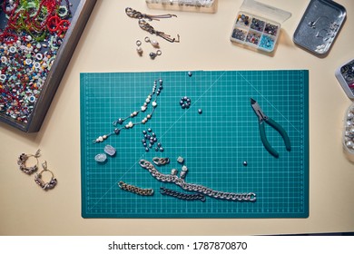 High Quality Material Lying On Working Table Of Professional Jewelry Maker