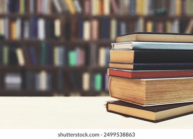 High quality photos of books,education,school,library,books on the table Book,school,library,Education,student,university,classroom,A beautiful set of books by the world's most famous authors, ready 