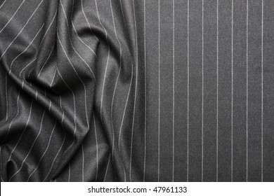 High Quality Pin Stripe Suit Background Texture With Folds And Copy Space