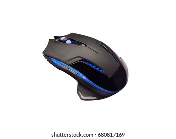 High quality professional blue light laser mouse for gamers or graphics isolated on white background.