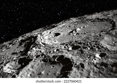 High quality space moon surface stars at background. Concept universe photo galaxy idea. "Elements of this Image Furnished by NASA". HD crater Moon surface close up.  - Powered by Shutterstock