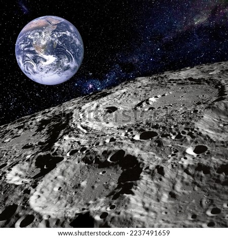 High quality space world surface and world at background. Concept universe photo galaxy idea. 